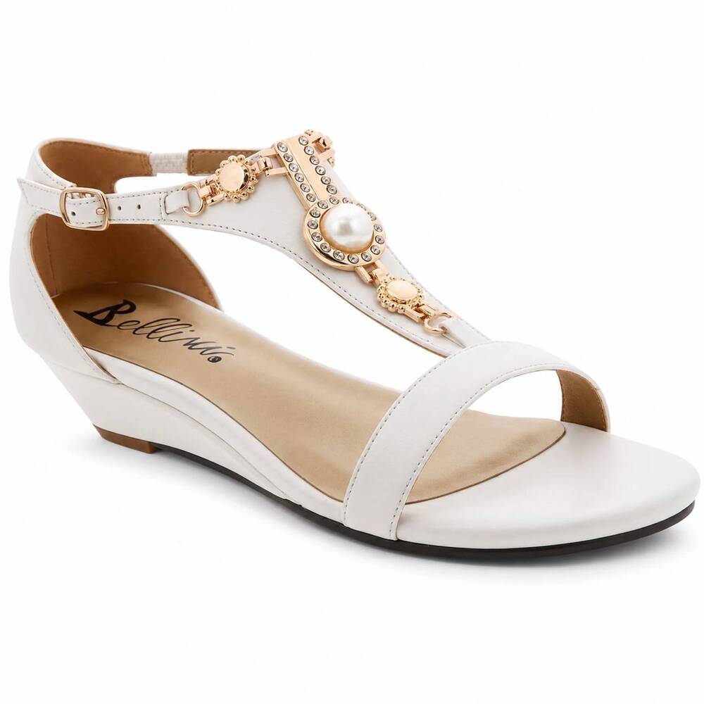 NEW BELLINI women's lynn t-strap sandals in white